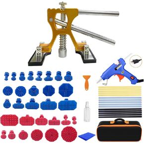 Auto Dent Puller Kit - Dent Remover Tools Adjustable Width Golden Lifter & Glue Gun for Automobile Body Motorcycle Refrigerator & Ding Hail Dent Removal