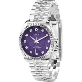 PASCAL Two-Tone Quartz Wrist Watches, Watches for Women with Adjustable Bracelet, Crystal Accented, 300 Feet Waterfproof