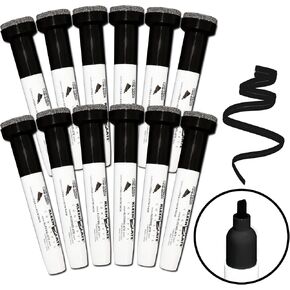 KleenSlate (12) Pack Large Black Dry Erase Markers with Eraser Cap, Chisel Point