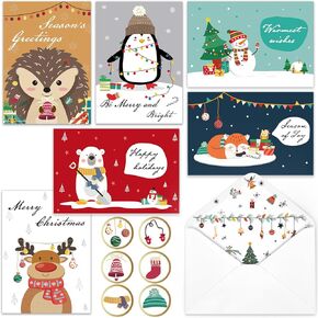 Christmas Cards, 30 Merry Christmas Cards with Envelopes, 6 Assorted Designs Bulk Greeting and New Years Cards, Perfect to Send Warm Holiday Wishes to Friends and Family, 4" x 6"