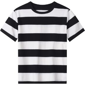 ABeCue Toddlers and Boys' Short Sleeve Crew Neck Striped T-Shirt 2T-Large