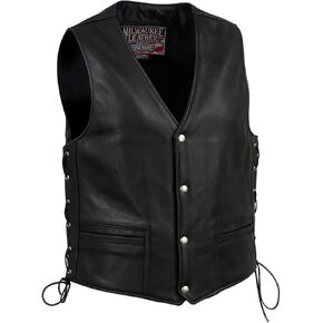 Milwaukee Leather USA MADE MLVSM5003 Men's Black 'Gaucho' Extra Long Back Premium Steerhide Motorcycle Leather Vest