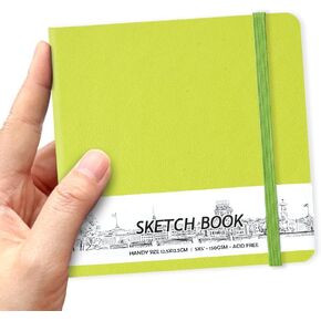 5" x 5" Square Handy Pocket Hardcover PU Leather Sketchbook,80 Sheets 110 GSM Premium Black Paper, Acid Free Art Black Sketch Book Artistic Drawing Painting Writing for Beginners Artists.Black Paper
