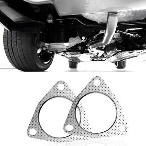 2PCS Car Exhaust Flange Gasket Kit, Muffler Header and Turbo Pipe Parts, Triangular Gaskets with 3 Holes, Replacement Accessories for Cars, SUVs, Trucks (Silver) (2.5inch)
