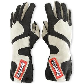 RaceQuip Outseam Race Gloves 356 Series 2 Layer Nomex SFI 3.3/5 Gray/Black Small 356602