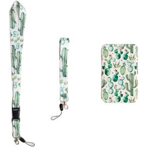 Cactus Id Badge Holder Slide Cover Bundle Cactus Lanyards for Teacher School Office Teens Men and Women