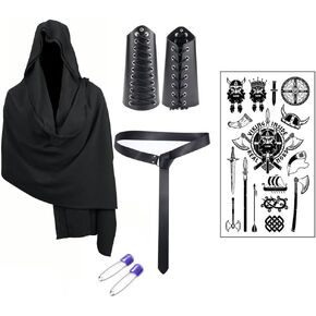 OYYJIG القرون الوسطى فارس حزام حراس المعصم Scabbard فايكنغ تأثيري الدعائم الرجال عصر النهضة وشاح الرأس هود تأثيري حلي