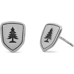 Boma Jewelry Sterling Silver National Park Shield Tree Stud Earrings