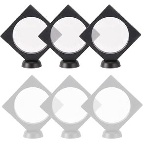 6 Pcs 3D Floating Display Case Frame Display Holder Stands Transparent PE Film Storage Box for Jewelry Challenge Coin Medal Antique 3.5 x 3.5 x 0.8 Inches (Style 1)