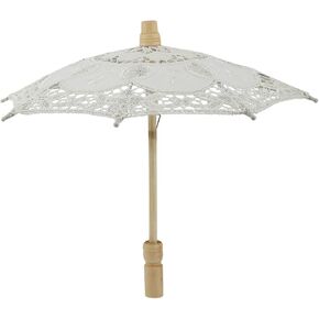 Joyzan Wedding Lace Parasol, Vintage Bride Umbrella Small Embroidery Flower White Decoration Mini Decorative Chinese Tiny Gift Lady Costume Party Romantic Photography Photo Prop Cosplay Decor 10inch