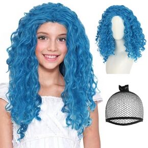 Princess Red Wig for Girls Long Red Cosplay Wig With 2 Buns for Party Long Wavy Red Wig for Cosplay Outfit Princess Red Costume for Cosplay Halloween Costumes for Girls Birthday Gift+Wig Cap