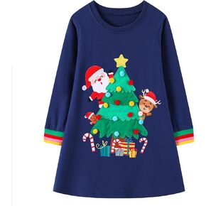 HOMAGIC2WE Toddler Girl Dress Kids Long Sleeve Cotton Casual Cute Playwear Dresses Fall Soft Clothes