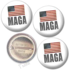 Trump 2024 Buttons - Donald MAGA with Flag - Set of 3 Mini 1 inch Lapel Pins