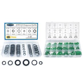 A/C System Compressor Gasket Seals & Nitrile O-Ring Kit, 45 Pcs Replacement Bonded Seal Gaskets &270 Pcs O Ring Set (Green)