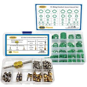 496PCS SAE Metric O-Ring Seals Kit & 40PCS A/C Valve Core Assortment with Remover Tool