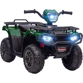 Aosom 12V Ride on ATV للأطفال، عربة أطفال كهربائية ذات 4 عجلات مع مصباح أمامي، موسيقى، MP3، إطارات مداس، رباعية للأطفال تعمل بالبطارية للأطفال الصغار، وردي