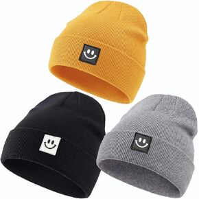 KMOLY Beanie Hat for Men Women 3 Packs, Thick Knit Winter Hat Soft Cuffed Beanies Bulk Skull Cap Unisex Slouchy Ski Watch Cap