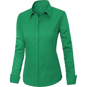 Zeagoo Women's Button Down Shirts Classic Fit Dress Shirt Wrinkle-Free Strech Solid Work Office Blouse