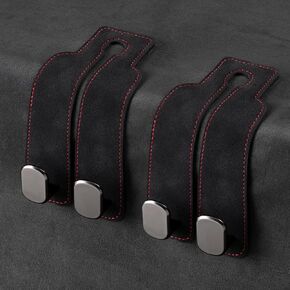 Car Hooks for Headrest, Car Seat Back Storage Hook for Headrest, Headrest Hooks for Purses and Bags, Car Hooks Leather, Car Seat Headrest Hook (Black-2 Pack)