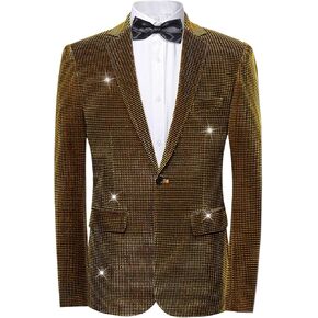 Lars Amadeus Shiny Tuxedo for Men's Blazer Disco Prom Party Wedding Metallic Dinner Suit Jackets