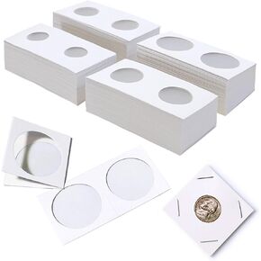 200pcs Cardboard Coin Holders Flip 2" x 2" Coin Flips for Coin Collection in 4 Sizes, Currency Holders for Coin Collection Supplies