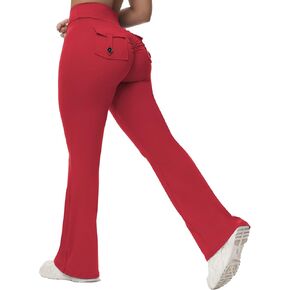 Flare Leggings for Women with Pockets Scrunch Butt Pants with High Waist Design Gym Workout Yoga Running Pants