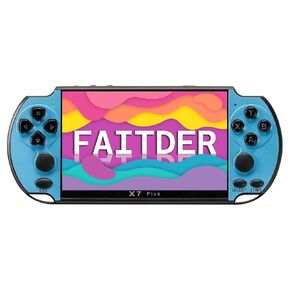 FAITDER X7Plus 5.1-inch Linux System Portable Retro Handheld Video Game Console, Built-in 10500+ Free Games PS1/GBC/GBA/FC/MD/Arcade, Dual Stick Game Console，Kids Gift（Blue）
