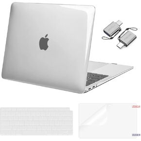 MOSISO Compatible with MacBook Air 13 inch Case 2022, 2021-2018 Release A2337 M1 A2179 A1932 Retina Display Touch ID, Plastic Hard Shell&Keyboard Cover&Screen Protector&Type C Adapter, Crystal Clear