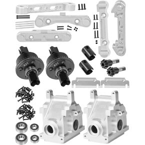 RC Gearbox Case & Suspension Mount Upgrades Part for 1/7 Mojave 6s Blx,Limitless,1/8 Kraton,Outcast,Talion,Typhon 6s Blx,7075 Transmission Case 2pcs w/Front Rear Suspension Mount Set,Black