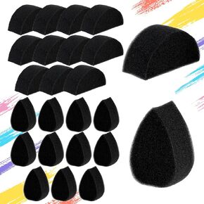 24 Pcs Petal Body Painting Oval Sponges, Face Paint Sponge, Black Half Moon Sponge, High Density Face Painting Sponge, Semicircular Body Painting Supplies for Art Work, Makeup