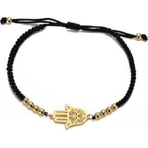 EUEAVAN Hamsa Bracelet Hand of Fatima Bracelet Adjustable Beaded Couple Bracelets Kabbalah Fatima Hand Amulet Jewelry Handmade Braided Rope Lucky Red String Bracelet
