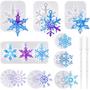 Actvty Christmas Resin Molds, 2 PCS Christmas Ornaments Silicone Molds for Epoxy Resin, 12 Different Shapes Christmas Pendant Molds DIY Resin Crafts Jewelry Keychain Xmas Decor Gift