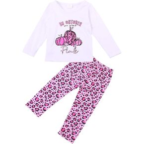 Thanksgiving Toddler Girls Turkey Pumpkin Outfits Set Ruffle T-Shirt Dress and Pants Outfit Set 3-8Years