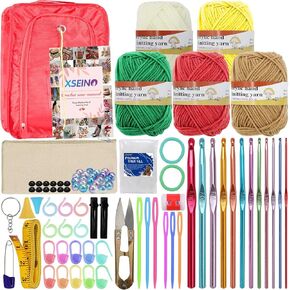 XSEINO Crochet Kit for Beginners - Crochet Start Kit with Step-by-Step Video Tutorials - Learn to Crochet Kits for Adults and Kids - Alpaca, Hamster, Chubby Chicken