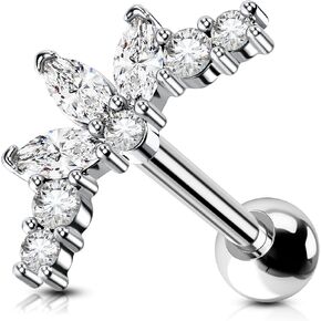 OUFER 16G Cartilage Earrings, Surgical Steel Helix Piercing Jewelry, Clear CZ Tragus Piercing Jewelry, Conch Lobe Helix Tragus Earrings For Women Men