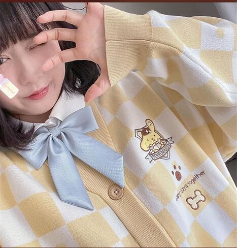 Kawaii Cinnamoroll Cardigan Sweaters for Women Girls Long Sleeve Open Front Knit Cardigans JK School Uniform in Saudi Arabia
