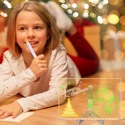 11.8"x7.9" LED Note Board with Colors, Stand & 7pcs Colored Pens & 2pcs Clean Cloth Acrylic Light Up Dry Erase Board LED Writing Desk Glow Memo Message Board for Shops, Room in Saudi Arabia