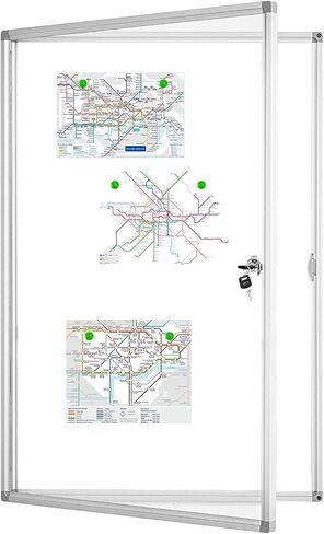 Lockable Magnetic Enclosed Dry-Erase whiteboard, Tamper-Resistant Wall-Mounted Display whiteboard, Aluminum-Framed Window whiteboard 35x24 inches (White) in Saudi Arabia