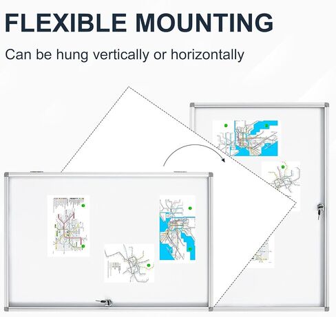 Lockable Magnetic Enclosed Dry-Erase whiteboard, Tamper-Resistant Wall-Mounted Display whiteboard, Aluminum-Framed Window whiteboard 35x24 inches (White) in Saudi Arabia