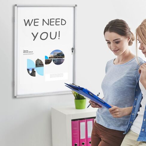 Lockable Magnetic Enclosed Dry-Erase whiteboard, Tamper-Resistant Wall-Mounted Display whiteboard, Aluminum-Framed Window whiteboard 35x24 inches (White) in Saudi Arabia