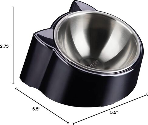 CATPRO أوعية طعام القطط المائلة، وعاء تغذية القطط المائل 15 درجة، وعاء لتقويم العظام للقطط مضاد للقيء ومضاد للانسكاب، وعاء طعام مرتفع للقطط مصنوع من الفولاذ المقاوم للصدأ بزاوية مائلة، رمادي in Kuwait