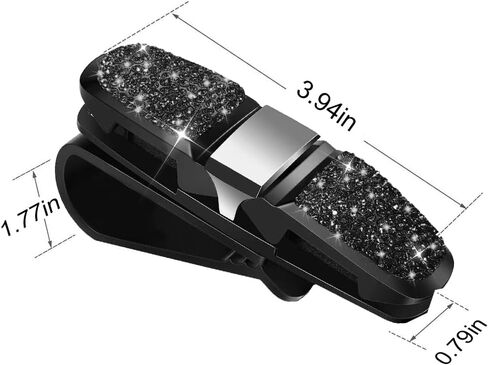 2 Pack Glasses Holders for Car Sun Visor, Bling Crystal Rhinestones Sunglasses Mount with Ticket Card Clip, Clip 360 Degree Rotational Sunglass Holder for Car, Universal for All Cars (AB Color) in Kuwait
