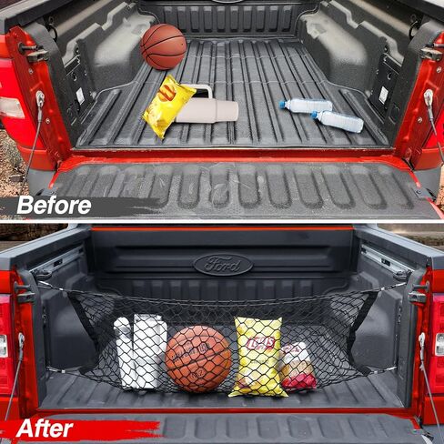 Mabett Truck Bed Cargo Storage Net for Ford Maverick Accessories 2022-2024, Bed Divider Organizer Mesh Net with 4 Metal Carabiners for Maverick (Storage net) in Kuwait