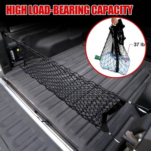 Mabett Truck Bed Cargo Storage Net for Ford Maverick Accessories 2022-2024, Bed Divider Organizer Mesh Net with 4 Metal Carabiners for Maverick (Storage net) in Kuwait