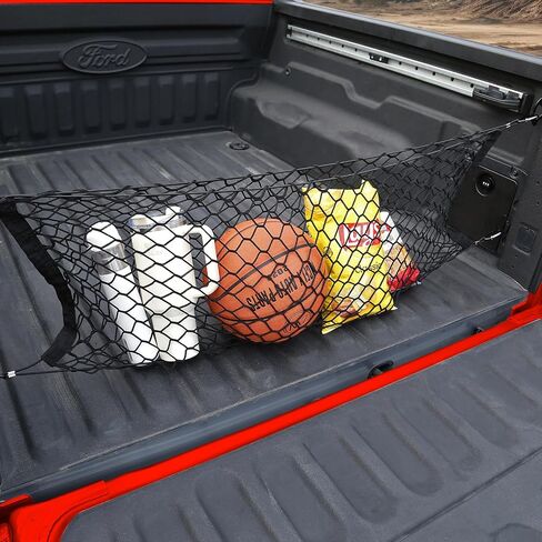 Mabett Truck Bed Cargo Storage Net for Ford Maverick Accessories 2022-2024, Bed Divider Organizer Mesh Net with 4 Metal Carabiners for Maverick (Storage net) in Kuwait