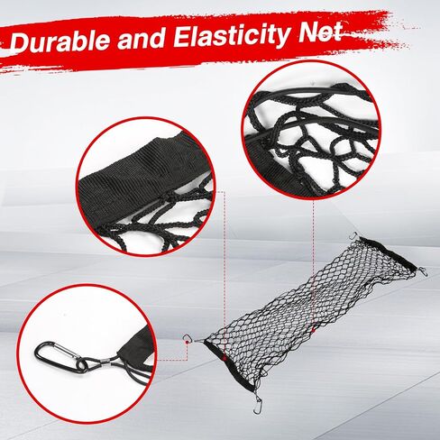 Mabett Truck Bed Cargo Storage Net for Ford Maverick Accessories 2022-2024, Bed Divider Organizer Mesh Net with 4 Metal Carabiners for Maverick (Storage net) in Kuwait