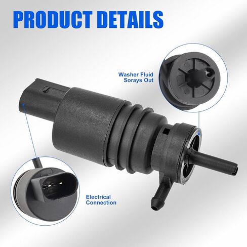 1 PC Car Front Windshield Washer Pump, PA66 Water Spray Motor with Sealing Ring, 2 Pin Standard Replacement 67128362154 67128377612 67127302588, Compatible with BMW E36 E46 E53 E86 (Black) in Saudi Arabia