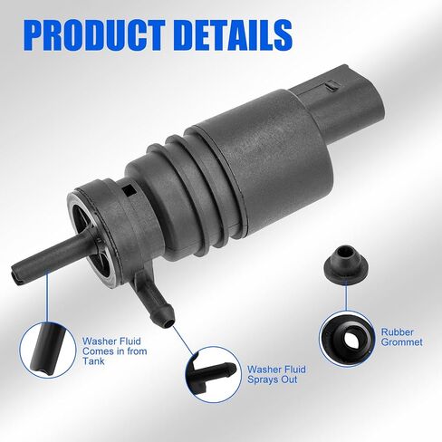 1 PC Car Front Windshield Washer Pump, PA66 Water Spray Motor with Sealing Ring, 2 Pin Standard Replacement 67128362154 67128377612 67127302588, Compatible with BMW E36 E46 E53 E86 (Black) in Saudi Arabia