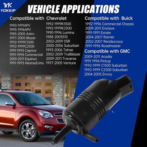Rear Washer Pump Replacement for Buick/Cadillac/Chevrolet/Oldsmobile/Pontiac/GMC - Washer Fluid Pump with Grommet Replaces OEM: 89001126, 22127573, 22087136 in Saudi Arabia