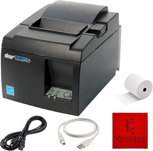 TSP143IIIU USB ONLY - NOT Bluetooth - Star Micronics Thermal Receipt Printer Bundle - 1 Year Warranty - with USB 2.0 Cable, Universal Power Cord and Microfiber Cleaning Cloth - TSP100iii-USB (Renewed) in Saudi Arabia